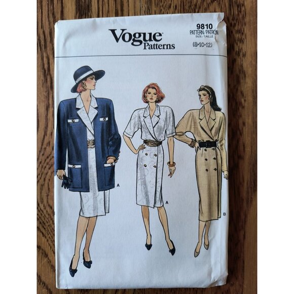 Vogue 9810 Patterns Uncut Misses Jacket & Dress Sewing Pattern Sizes 8-12 1980s - Picture 1 of 4
